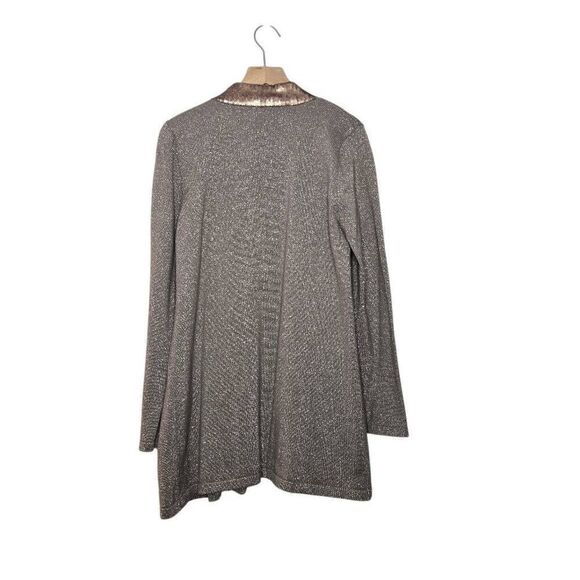 Soft Surroundings Open Front Cardigan Sweater Sequin Metallic Size Medium Petite - Picture 4 of 8